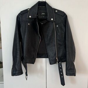 Obey Worldwide Black Leather Jacket Sz XS